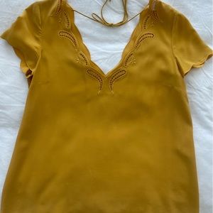 Sézane silk top (mustard)